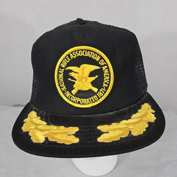 Vintage Snapback NWOT NRA HAT Mesh Trucker GOLD LEAF National Rifle Association - Picture 1 of 6